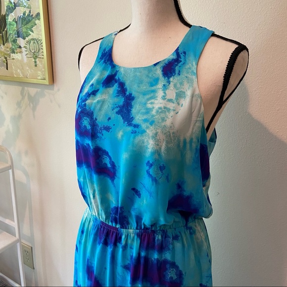 Blue Tie Dye Open Back Maxi Dress - Picture 3 of 6